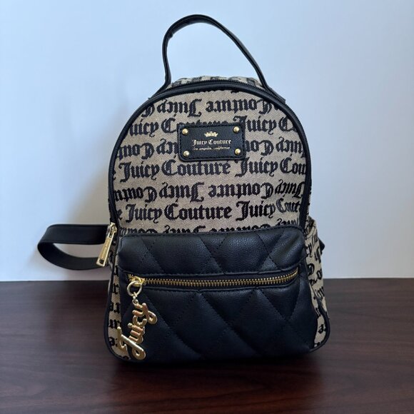 Juicy Couture Heartbreaker Small Backpack Beige/Black Gothic - Picture 4 of 10